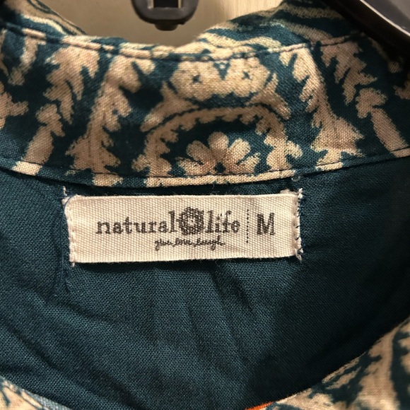 NATURAL LIFE tunic shirt women’s medium button front boho orange turquoise - Picture 5 of 5